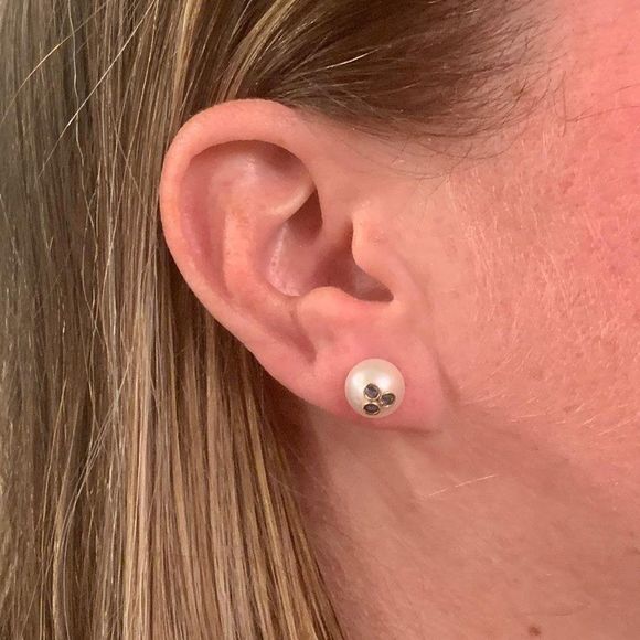 Ezra Kassin Jewelry - Sapphire Akoya Pearl Earrings 14 KT Gold 9.26 mm Certified $1,490 017547